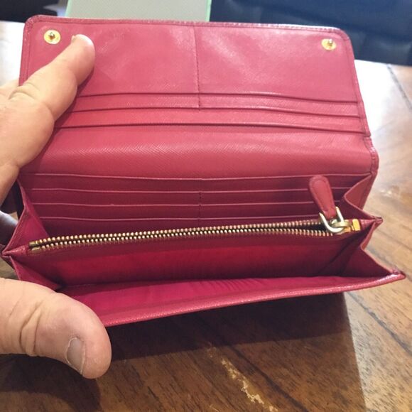 Prada Milano Saffiano Leather Long Wallet Magenta Good Used Condition - Picture 6 of 16